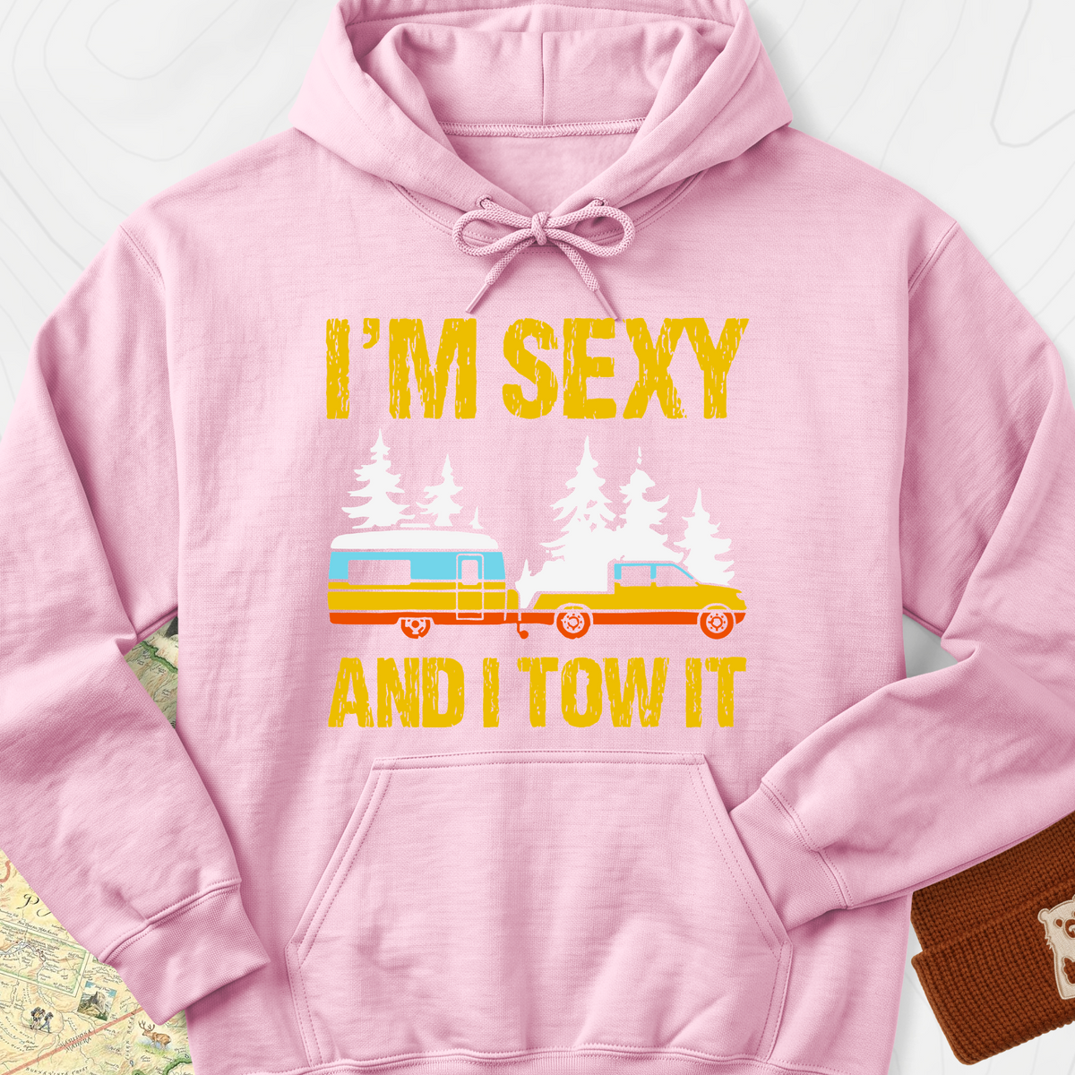 I'm Sexy and I Tow It Hoodie - Light Pink