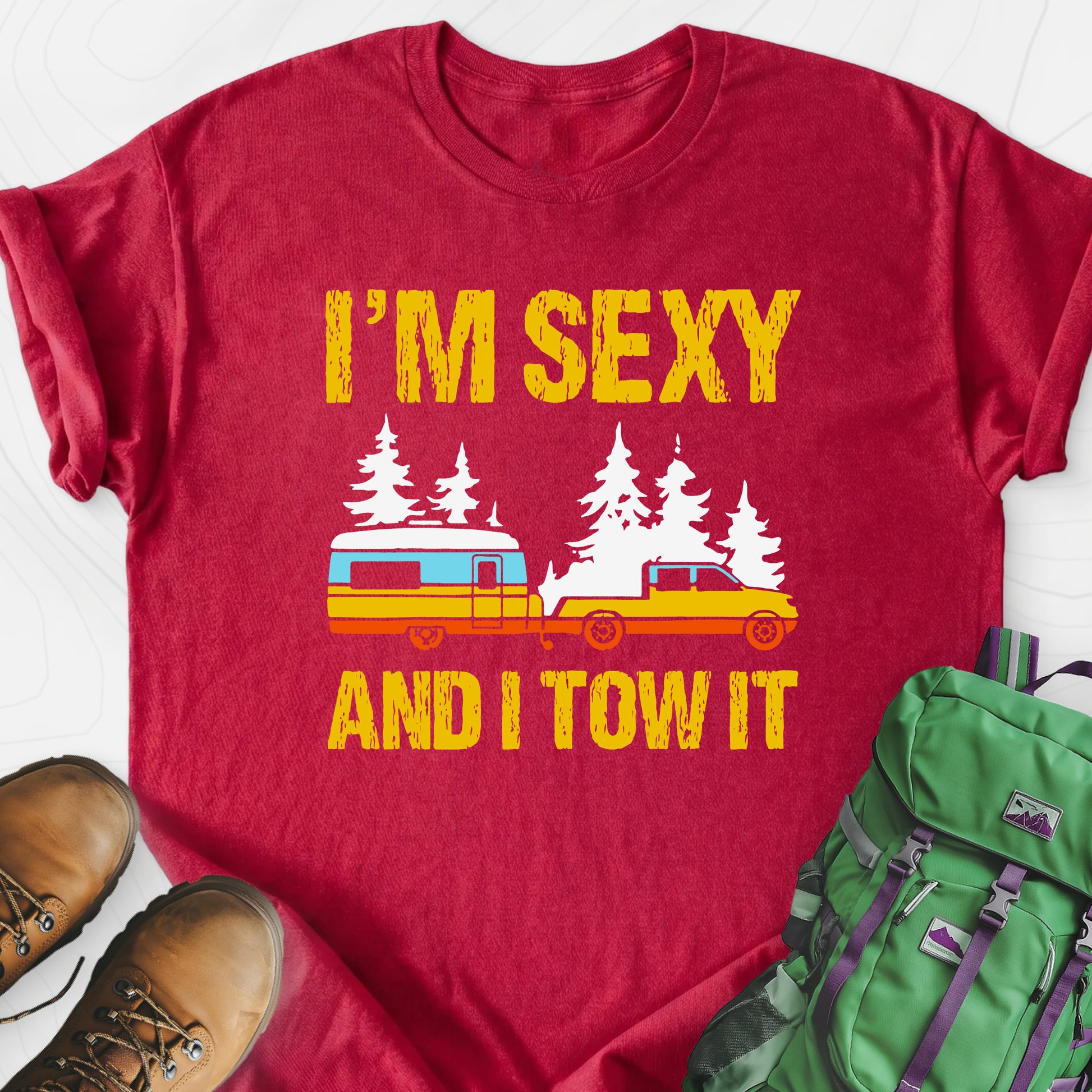 I'm Sexy and I Tow It Heather Red front print lightweight T-shirt