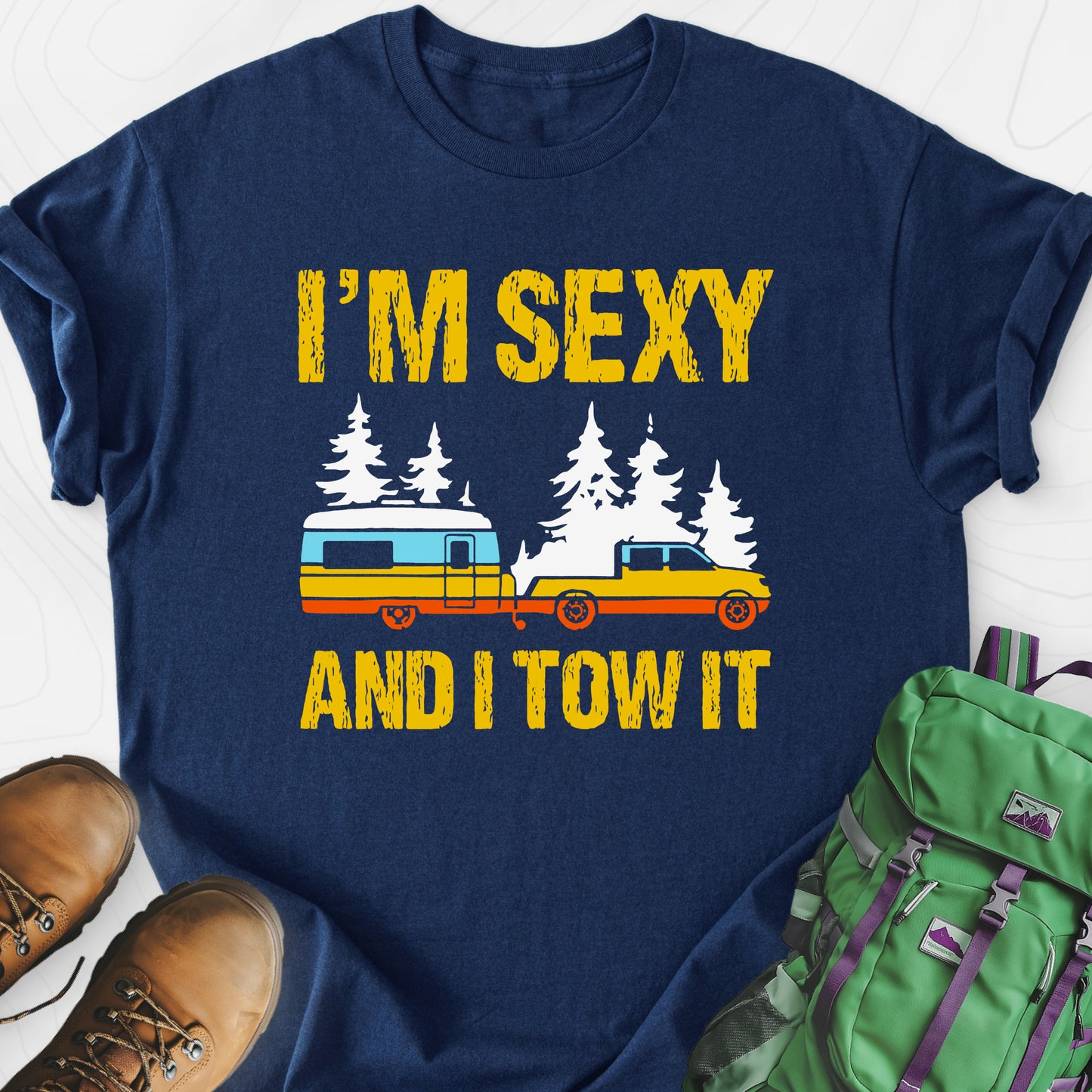 I'm Sexy and I Tow It Navy front print lightweight T-shirt