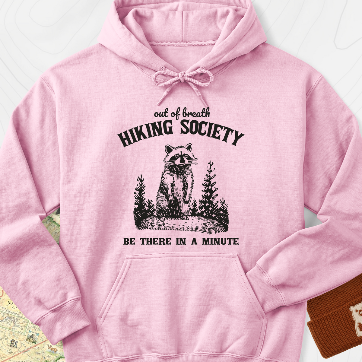 Out Of Breath Hiking Society Hoodie - Light Pink