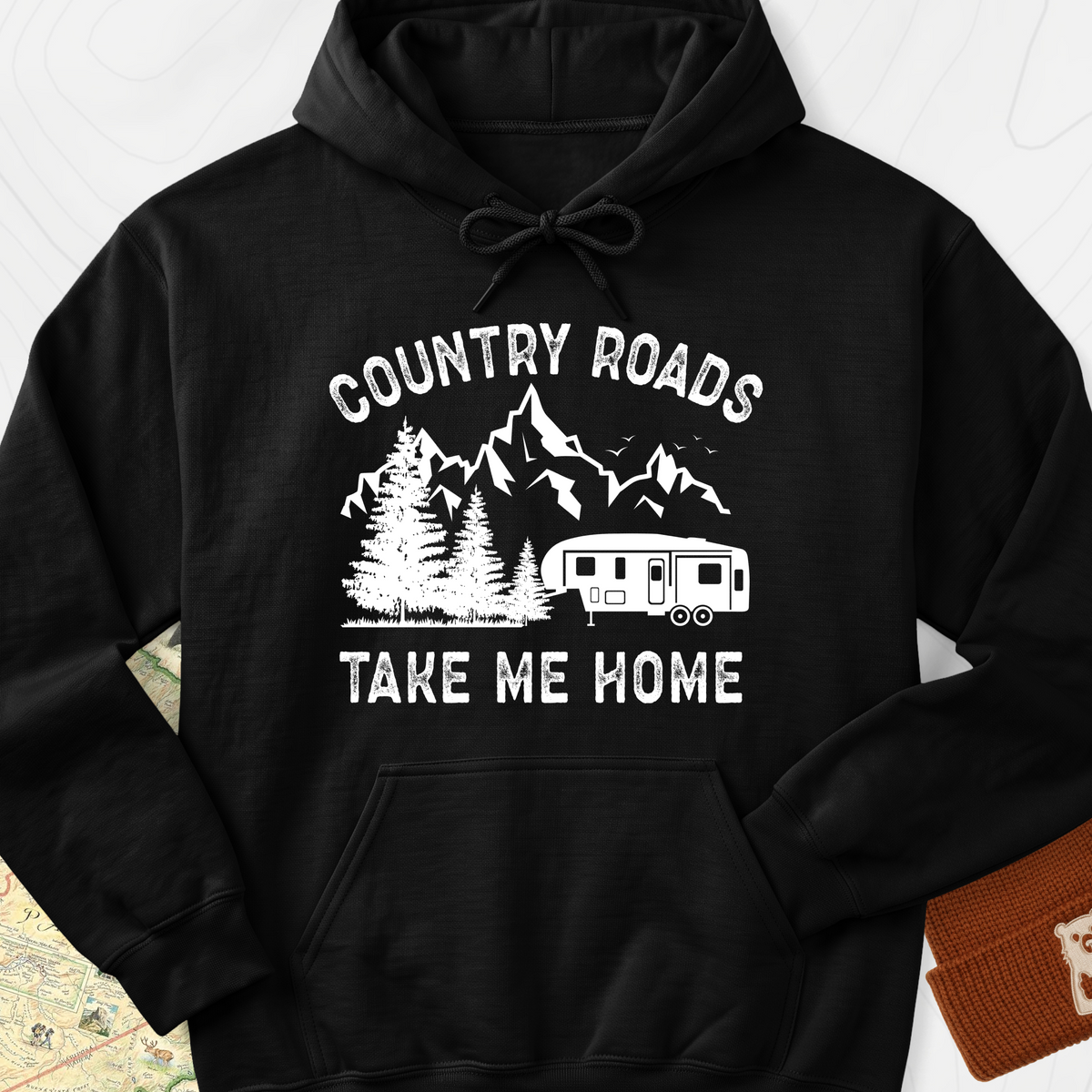 Country Road, Take Me Home Hoodie - Black