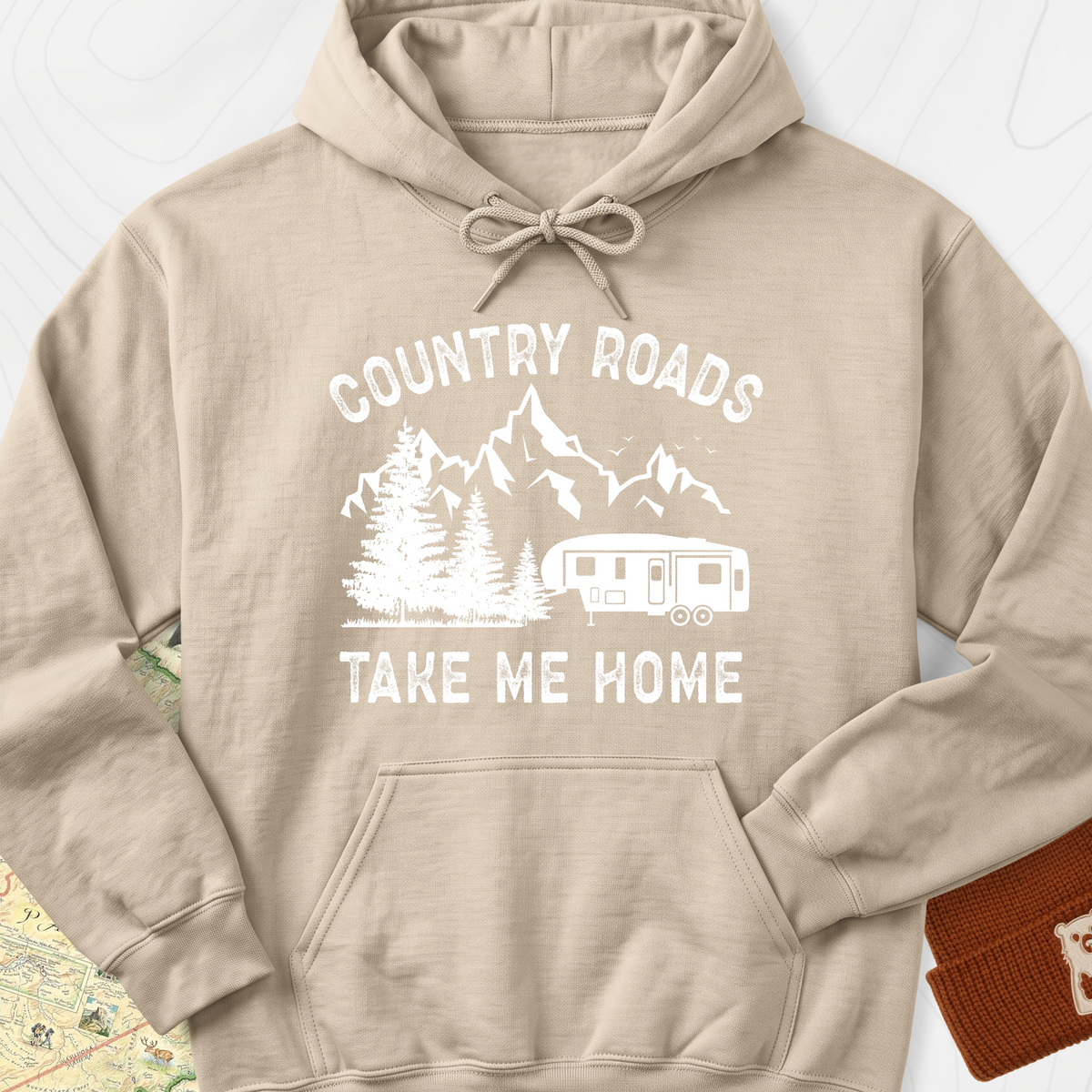 Country Road, Take Me Home Hoodie - Sand