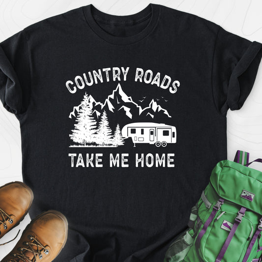 Country Road, Take Me Home Black front print lightweight T-shirt