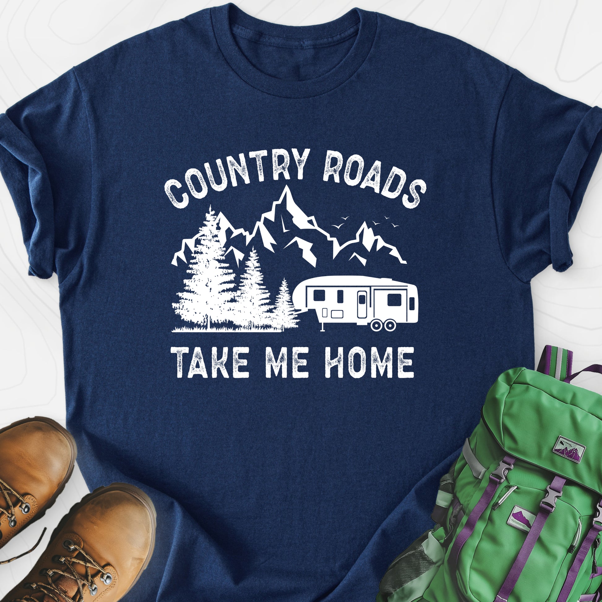 Country Road, Take Me Home Navy front print lightweight T-shirt