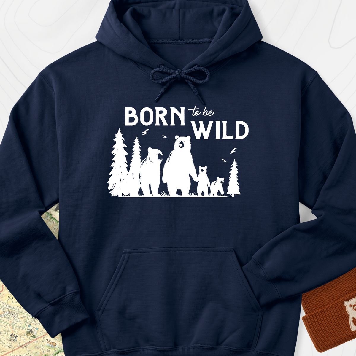 Born To Be Wild Bears Hoodie - Navy