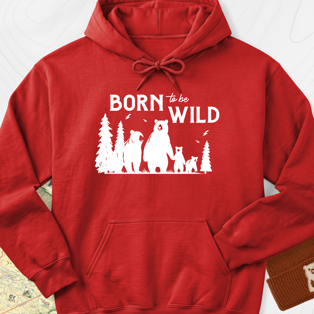 Born To Be Wild Bears Hoodie - Red