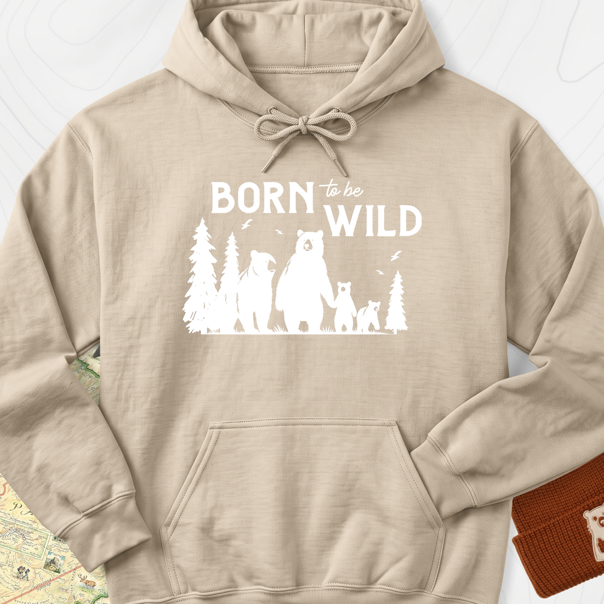 Born To Be Wild Bears Hoodie - Sand