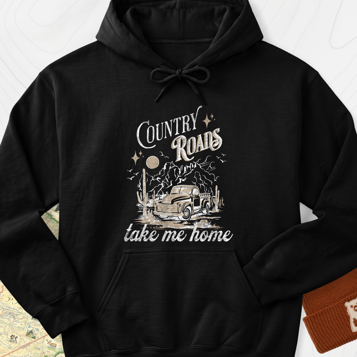 Country Roads Hoodie - Black