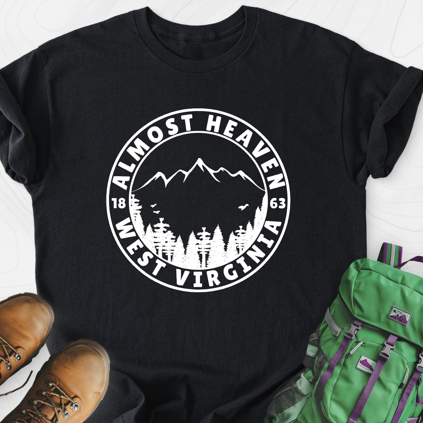 Almost Heaven Black front print lightweight T-shirt