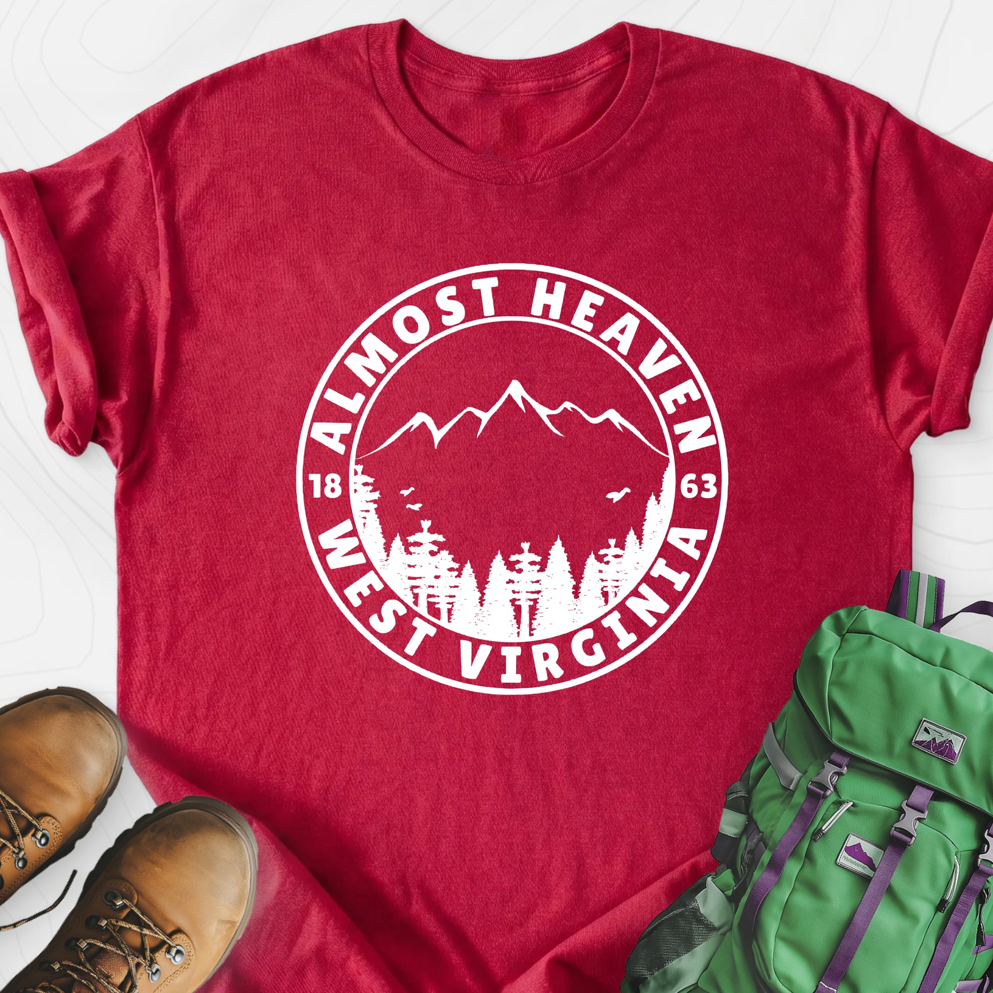 Almost Heaven Heather Red front print lightweight T-shirt