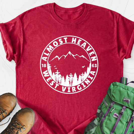 Almost Heaven Heather Red front print lightweight T-shirt
