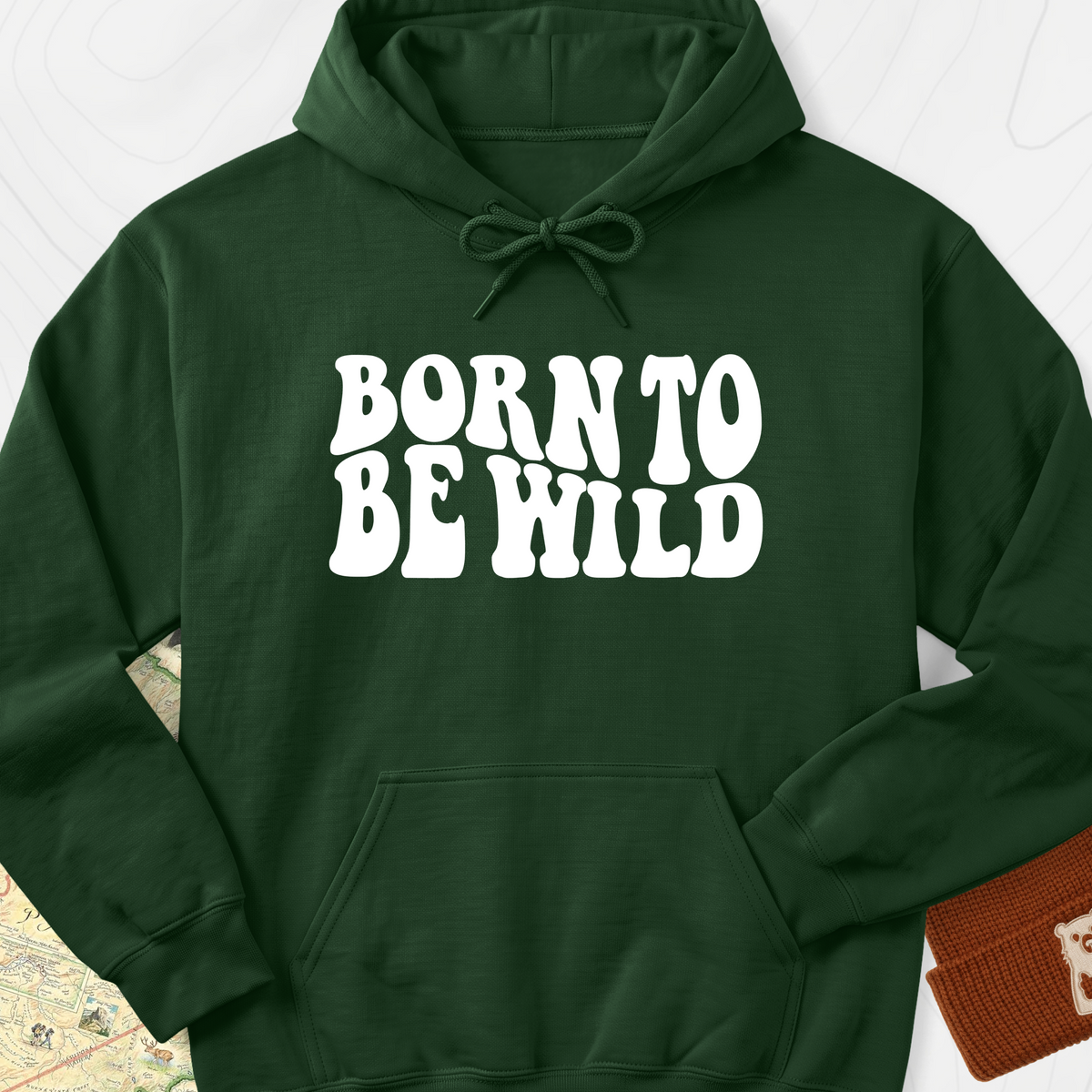 Born To Be Wild Retro Hoodie - Forest Green