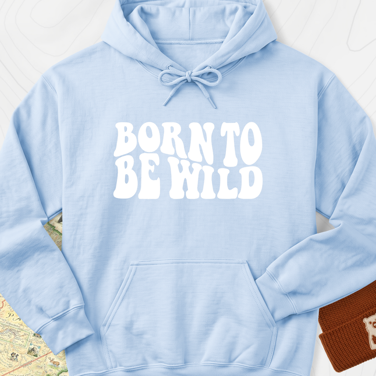 Born To Be Wild Retro Hoodie - Light Blue