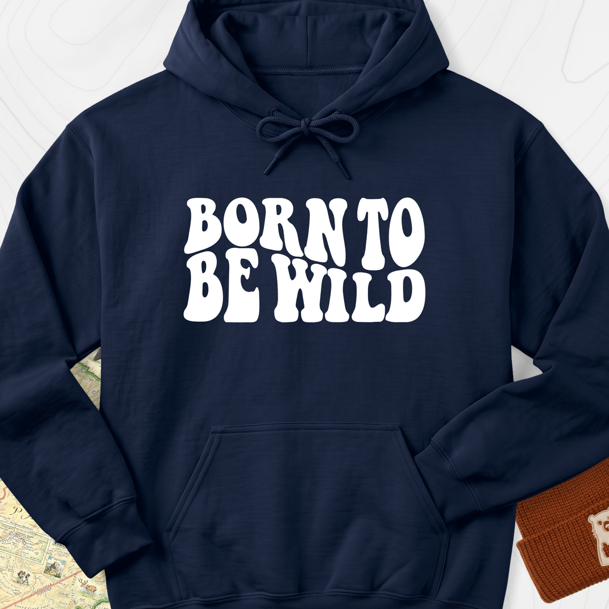 Born To Be Wild Retro Hoodie - Navy
