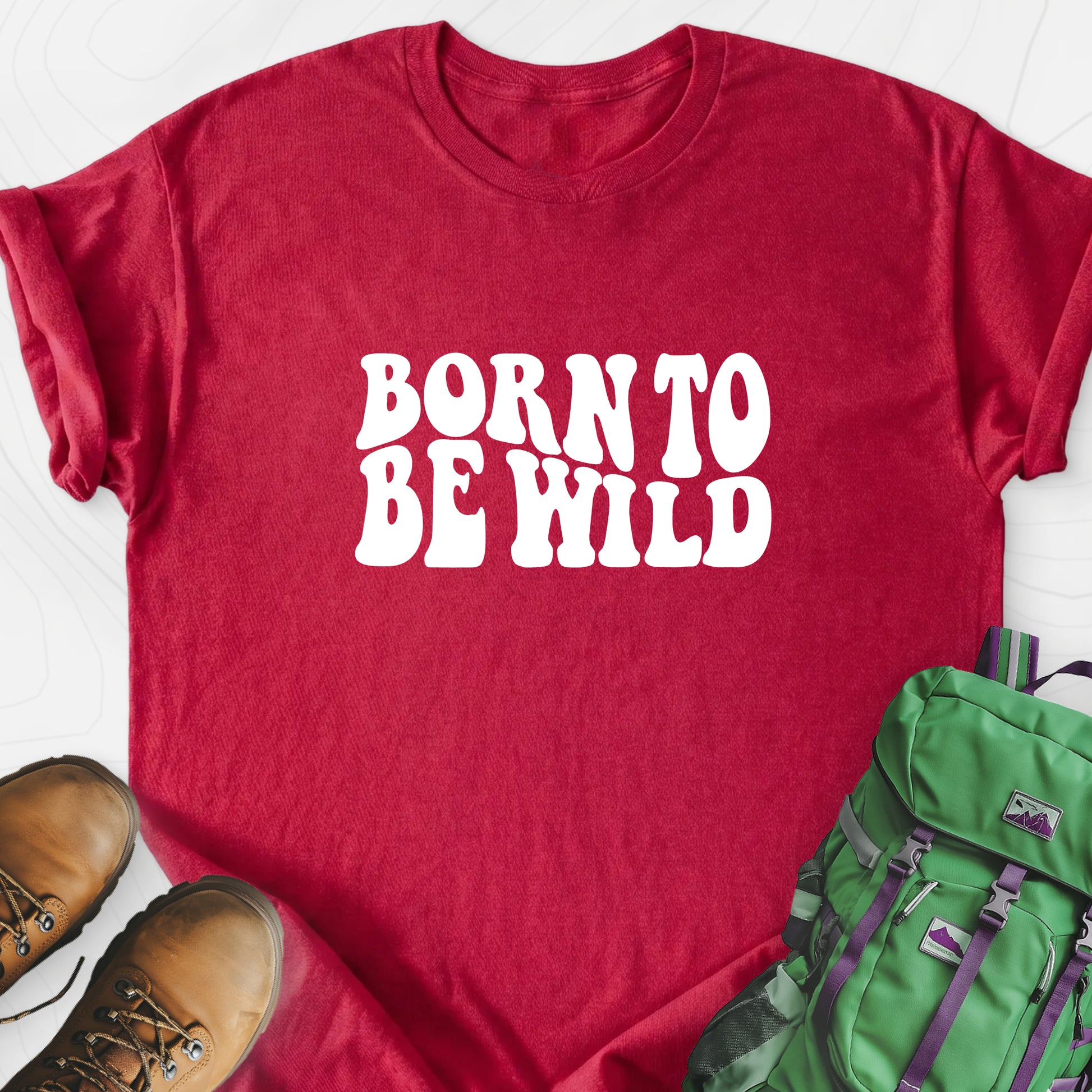 Born To Be Wild Retro Heather Red front print lightweight T-shirt