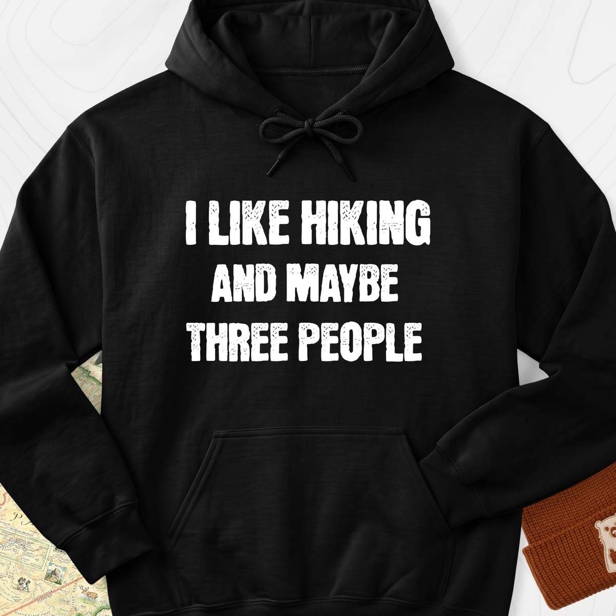 I Like Hiking... Hoodie - Black