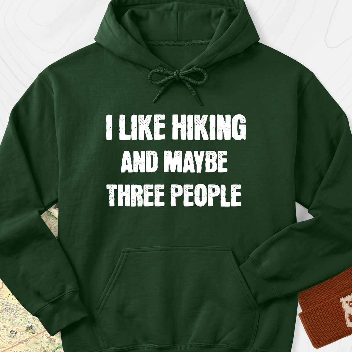 I Like Hiking... Hoodie - Forest Green