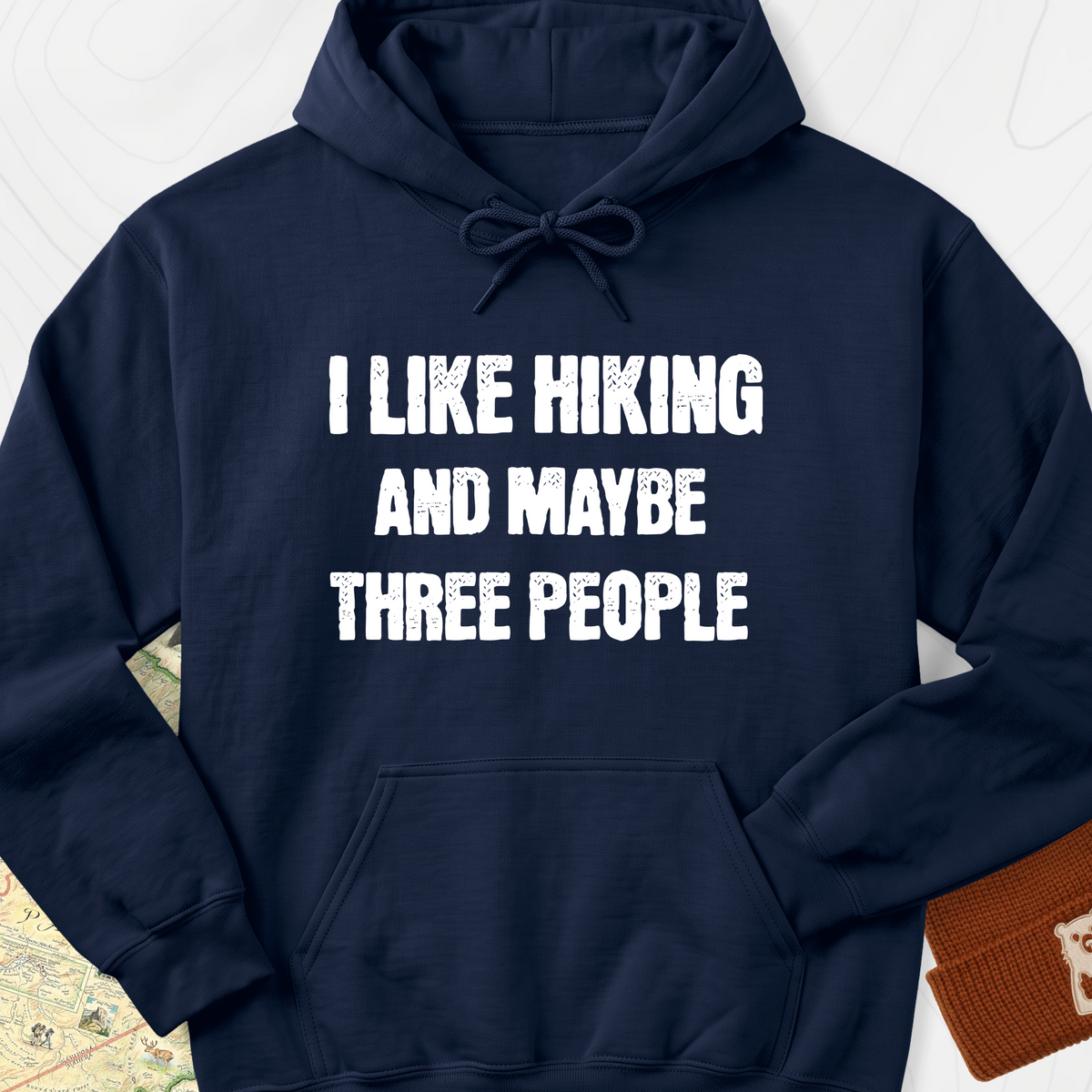 I Like Hiking... Hoodie - Navy