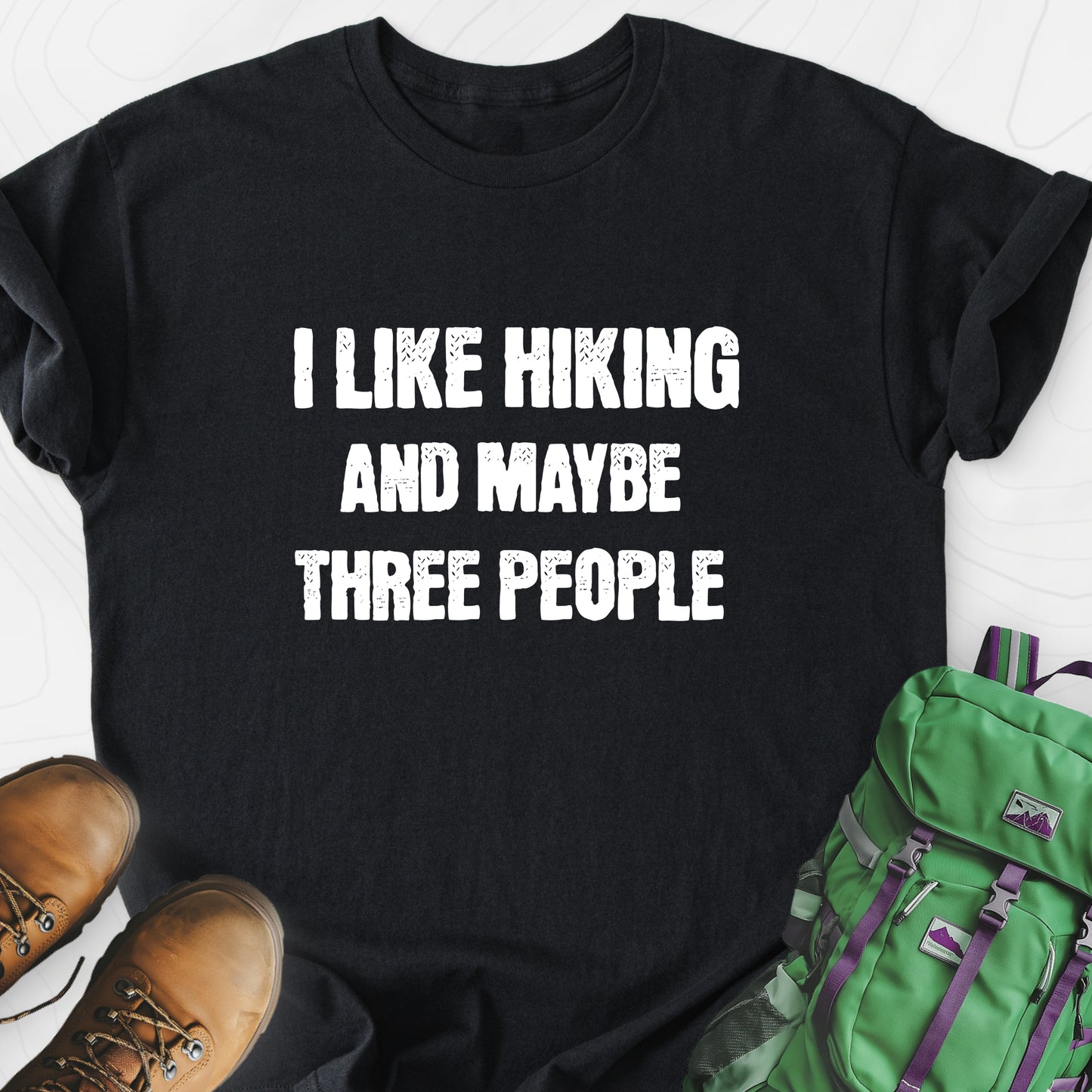 I Like Hiking... Black front print lightweight T-shirt