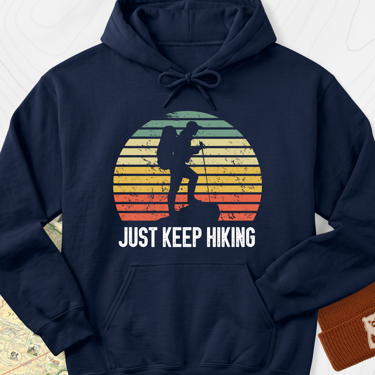 Just Keep Hiking Hoodie - Navy