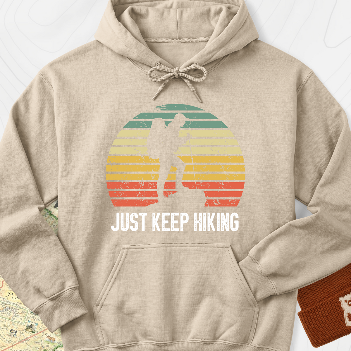 Just Keep Hiking Hoodie - Sand