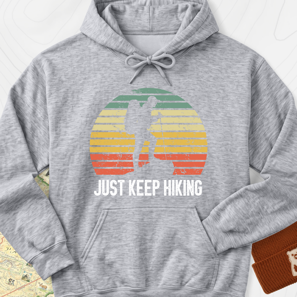 Just Keep Hiking Hoodie - Sport Grey