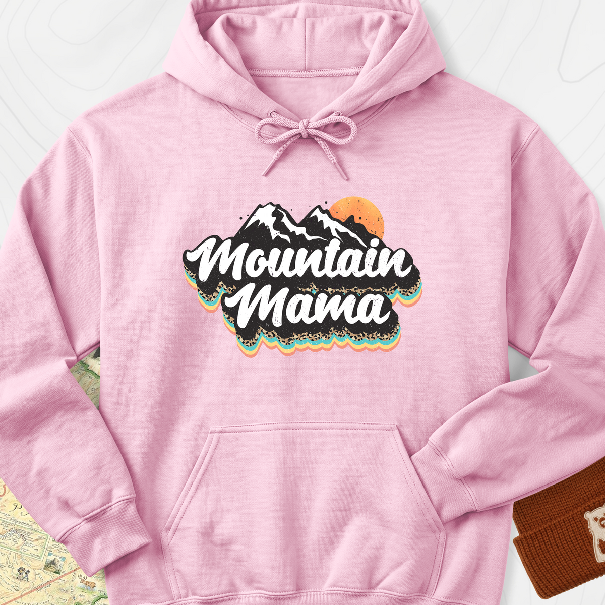 Mountain Mama Adventure Hoodie - Light Pink