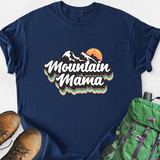 Mountain Mama Adventure Navy front print lightweight T-shirt