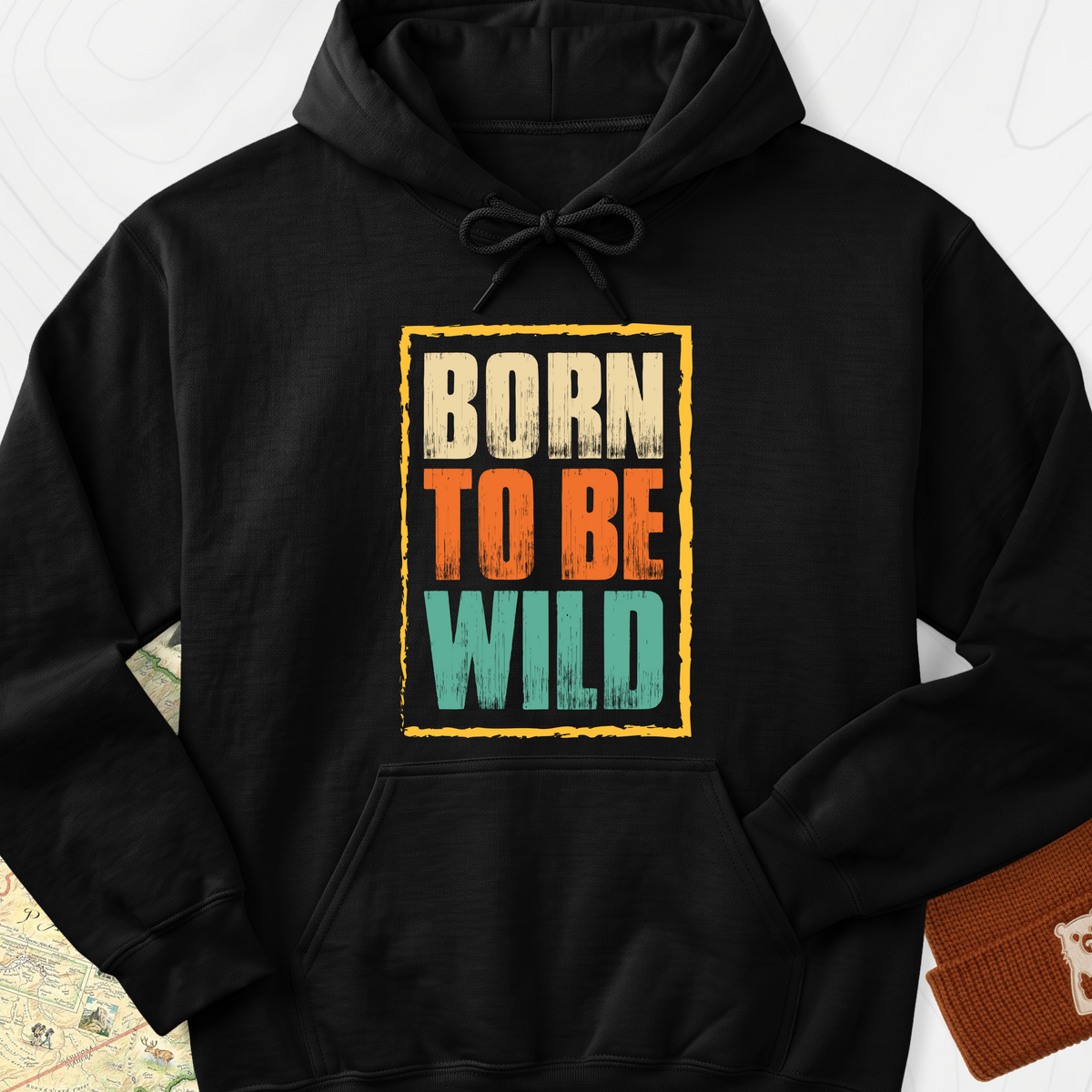 Born To Be Wild Distressed Hoodie - Black