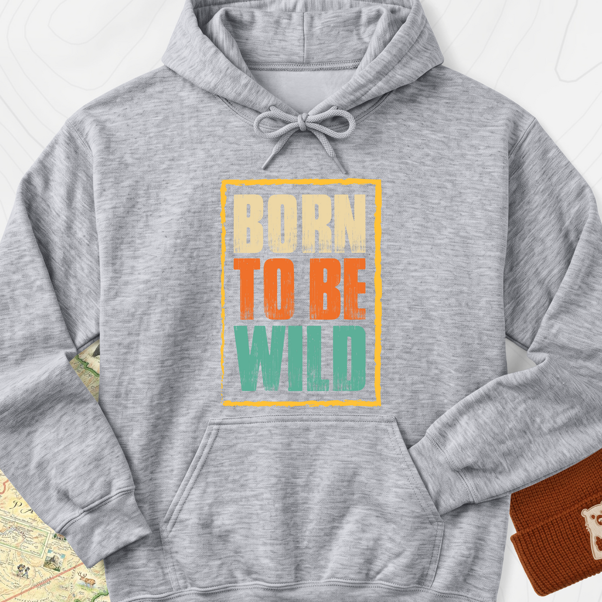 Born To Be Wild Distressed Hoodie - Sport Grey
