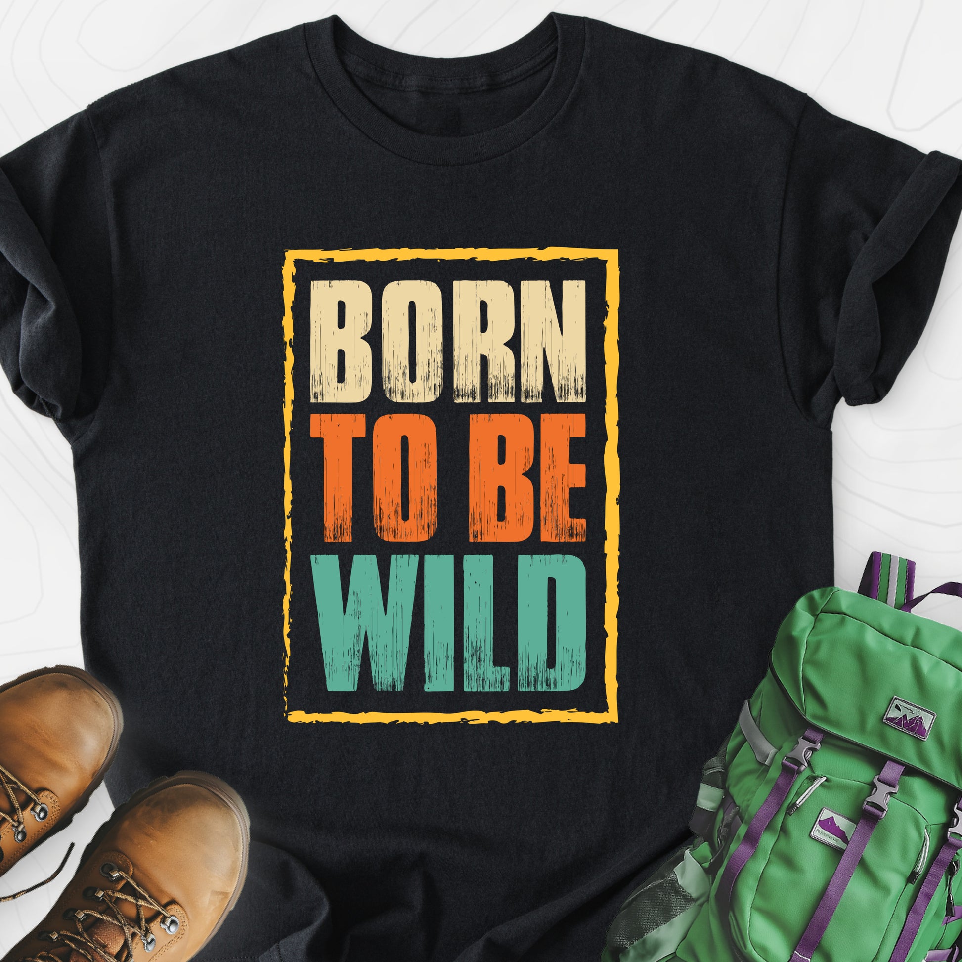 Born To Be Wild Distressed Black front print lightweight T-shirt