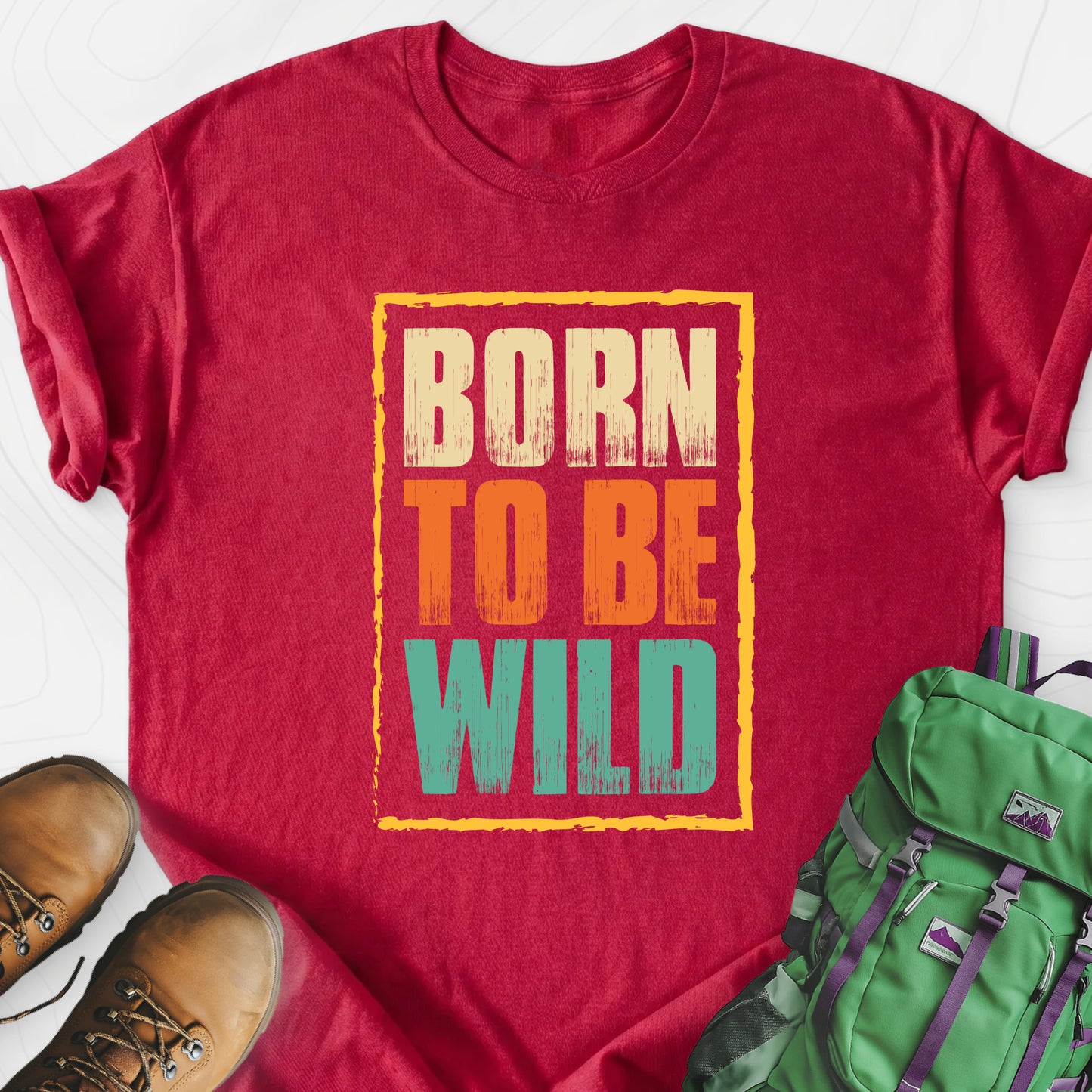 Born To Be Wild Distressed Heather Red front print lightweight T-shirt
