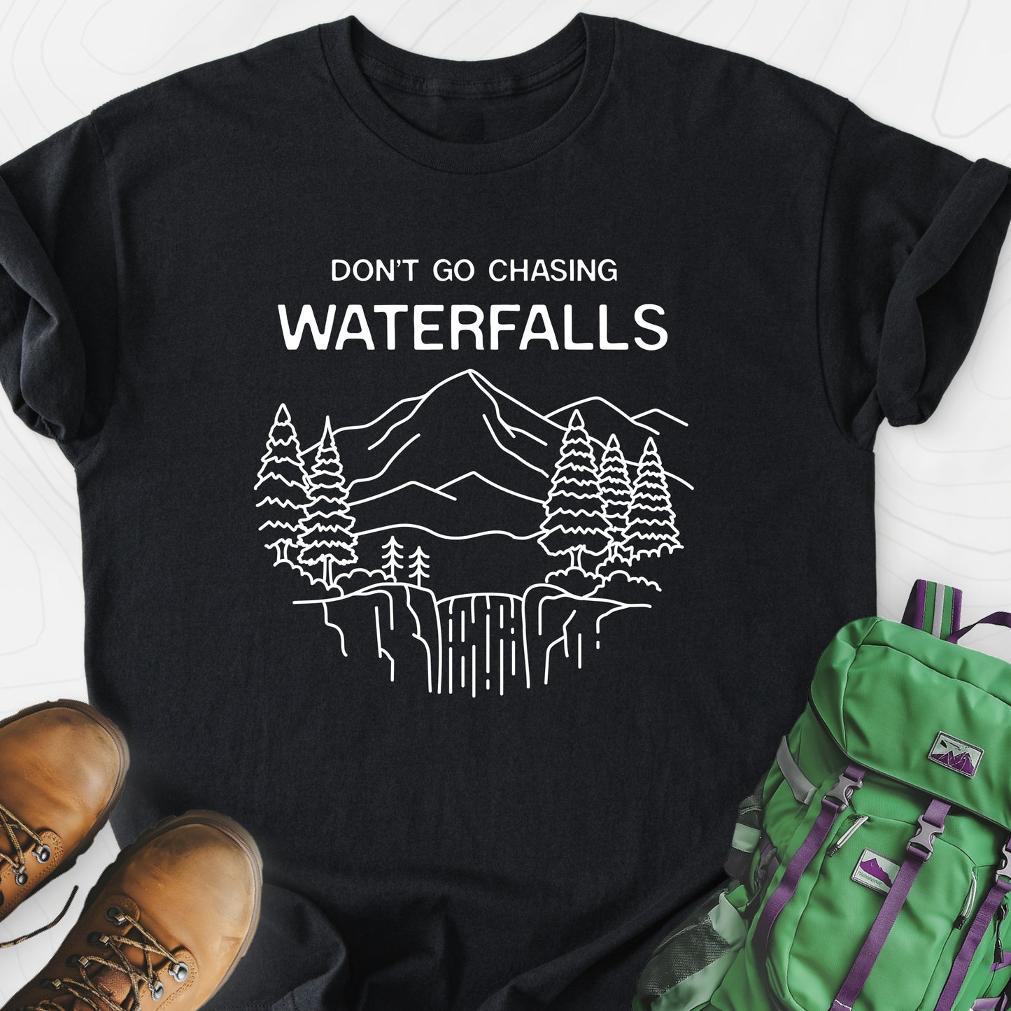 Dont Go Chasing Waterfalls Black front print lightweight T-shirt