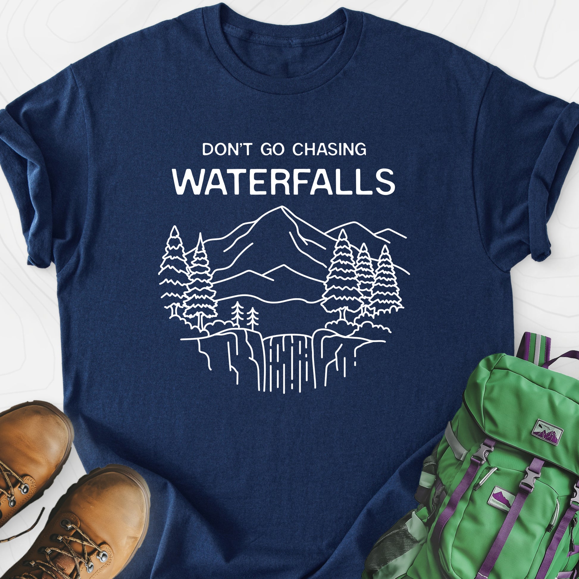 Dont Go Chasing Waterfalls Navy front print lightweight T-shirt