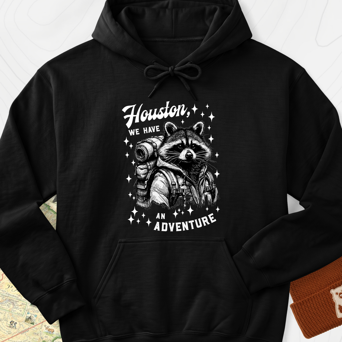 Houston We Have An Adventure Hoodie - Black