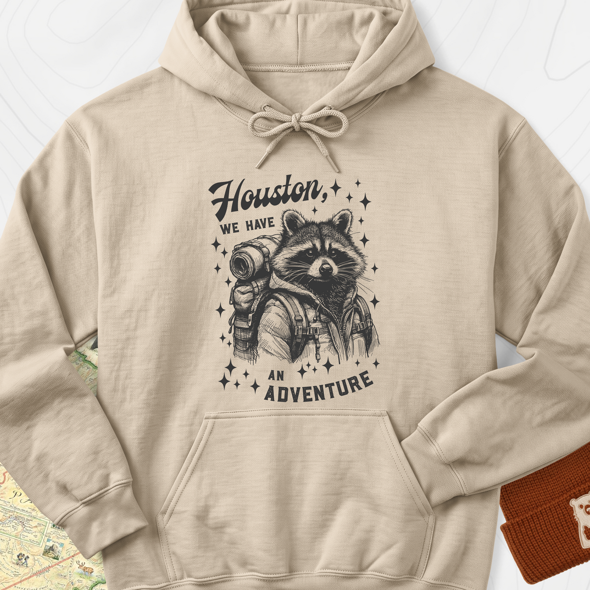 Houston We Have An Adventure Hoodie - Sand