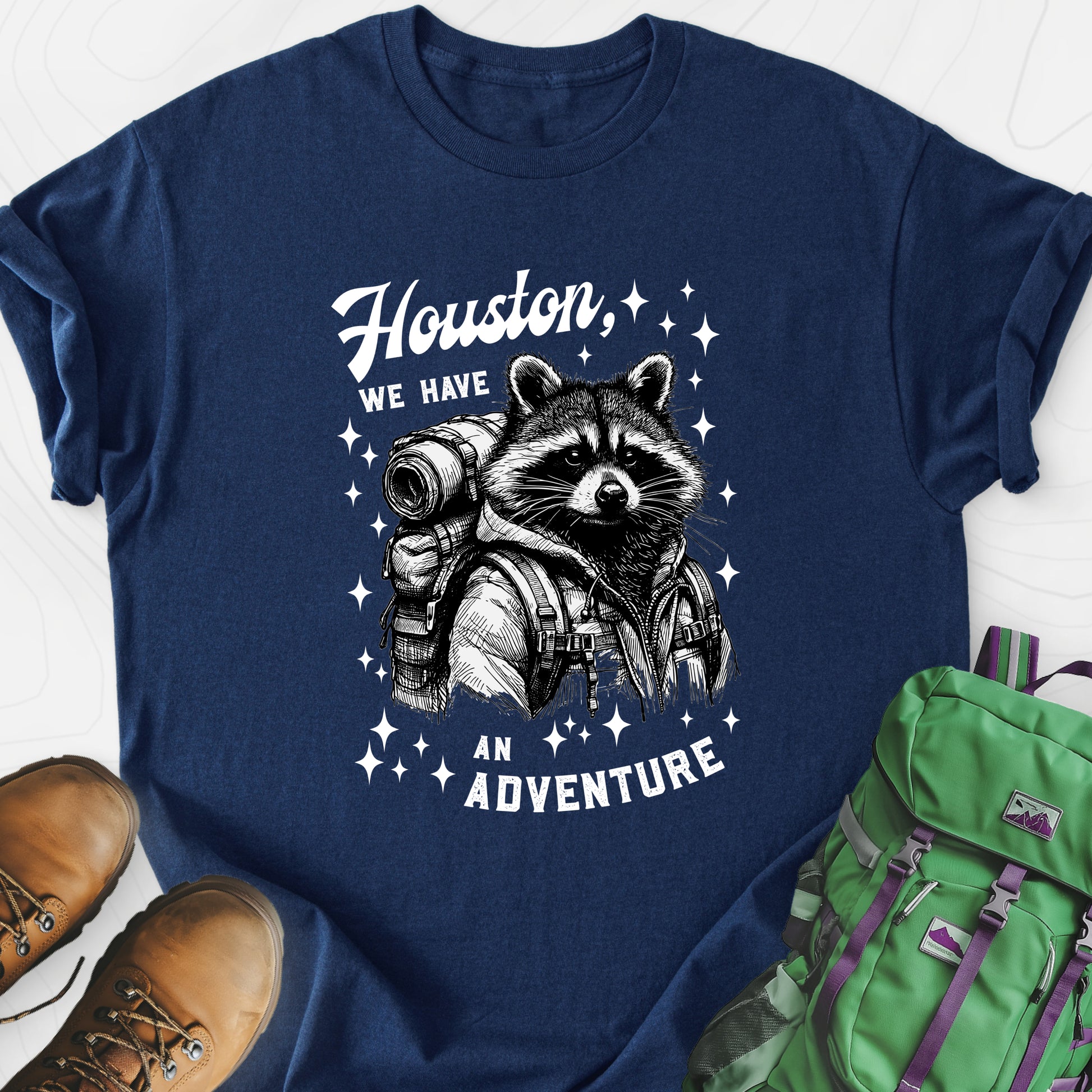 Houston We Have An Adventure Navy front print lightweight T-shirt