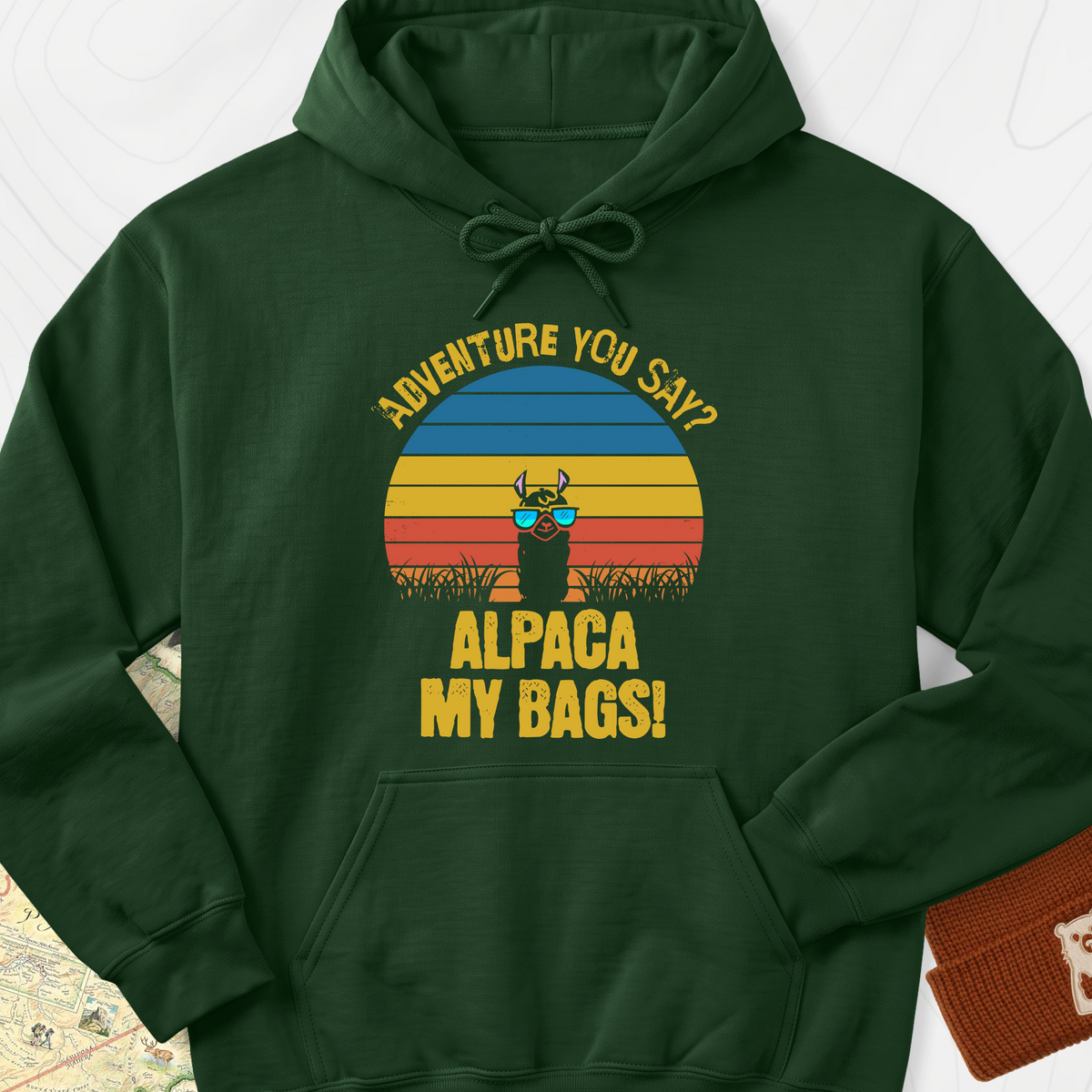 Alpaca My Bags Hoodie - Forest Green