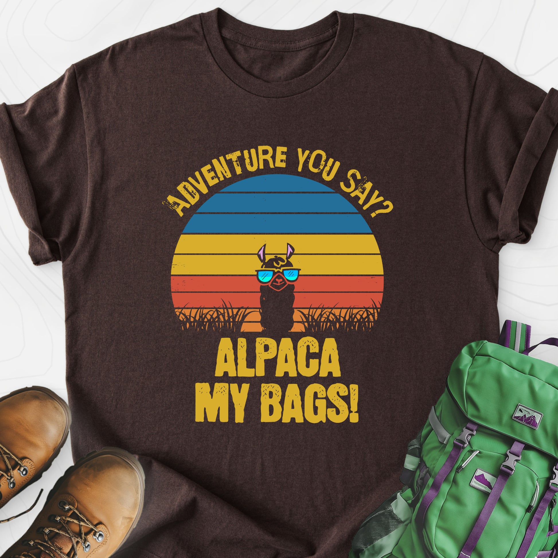 Alpaca My Bags Dark Chocolate front print lightweight T-shirt