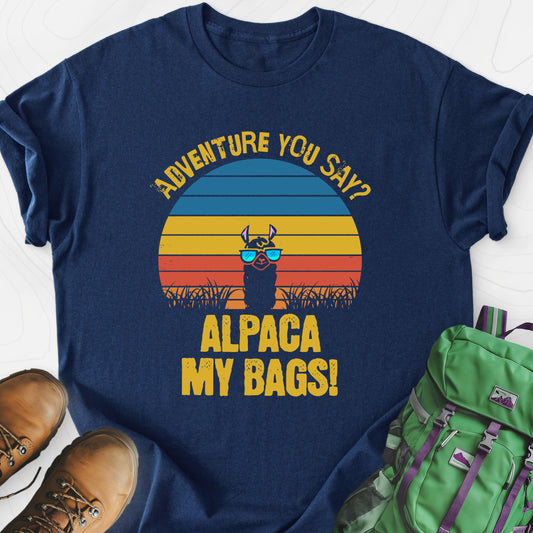Alpaca My Bags Navy front print lightweight T-shirt