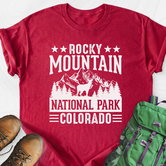 Rocky Mountain Heather Red front print lightweight T-shirt