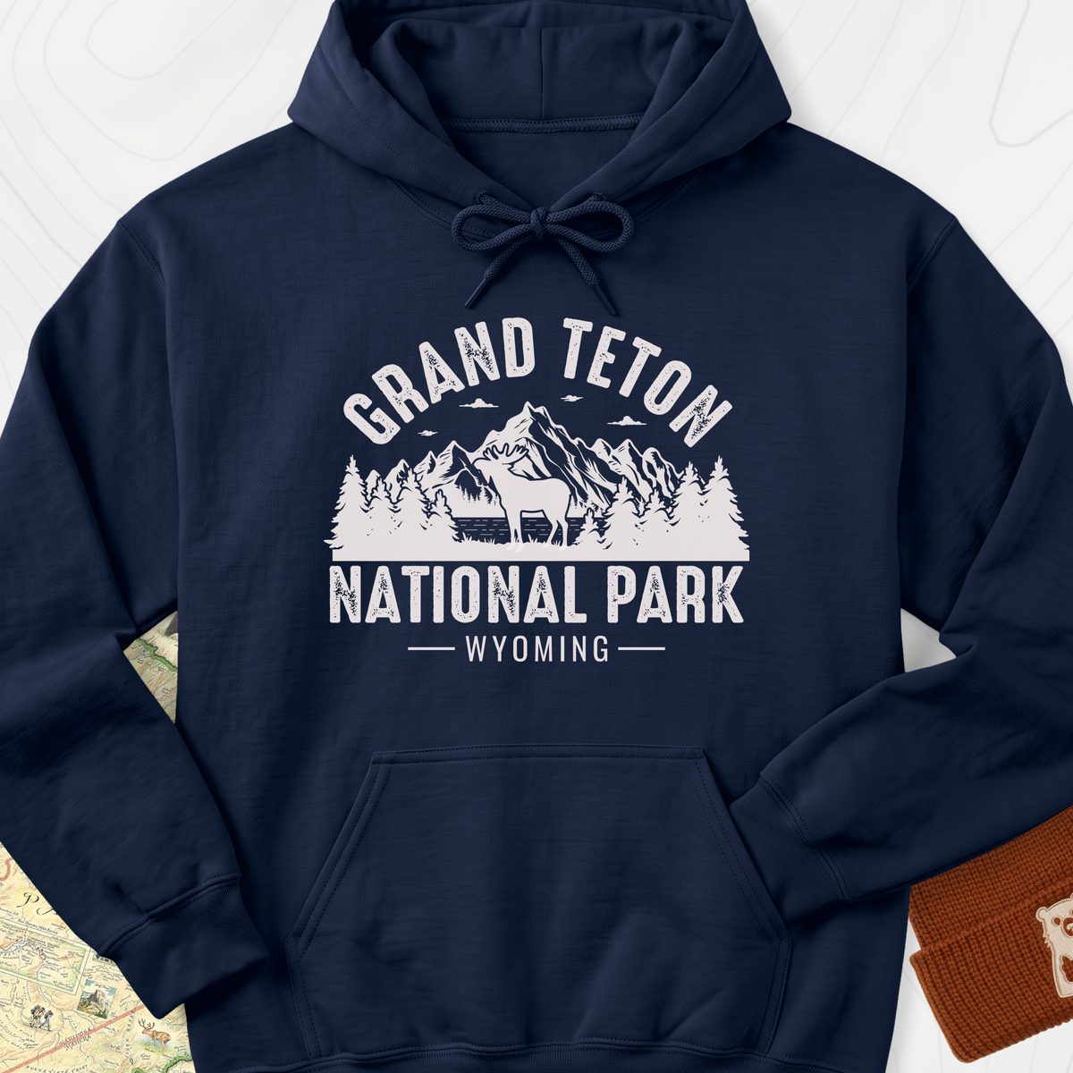 Grand Teton Wyoming Hoodie - Navy