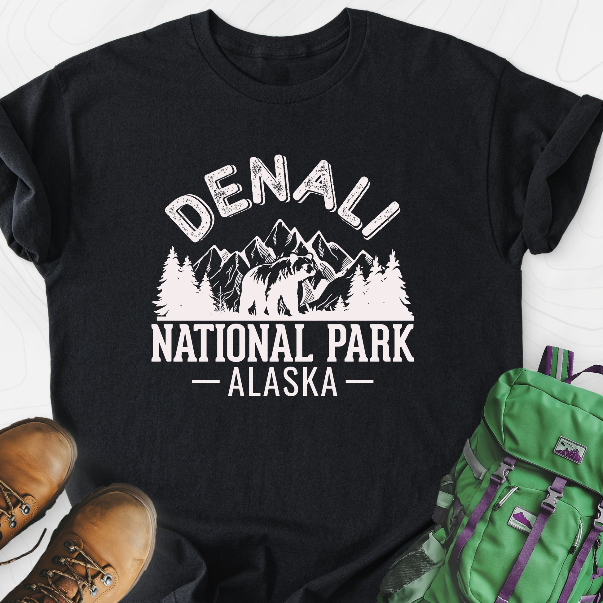 Denali Alaska Black front print lightweight T-shirt