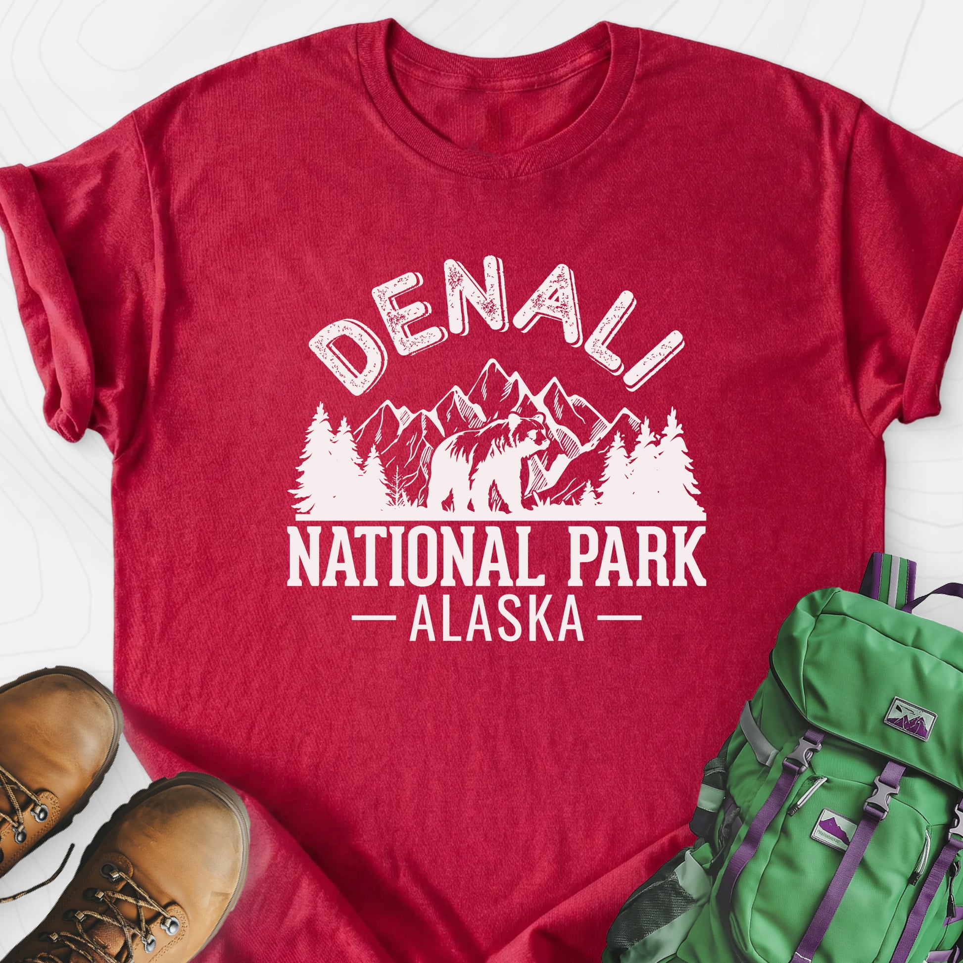 Denali Alaska Heather Red front print lightweight T-shirt