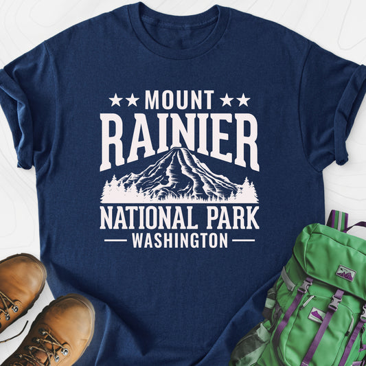 Mount Rainier Navy front print lightweight T-shirt