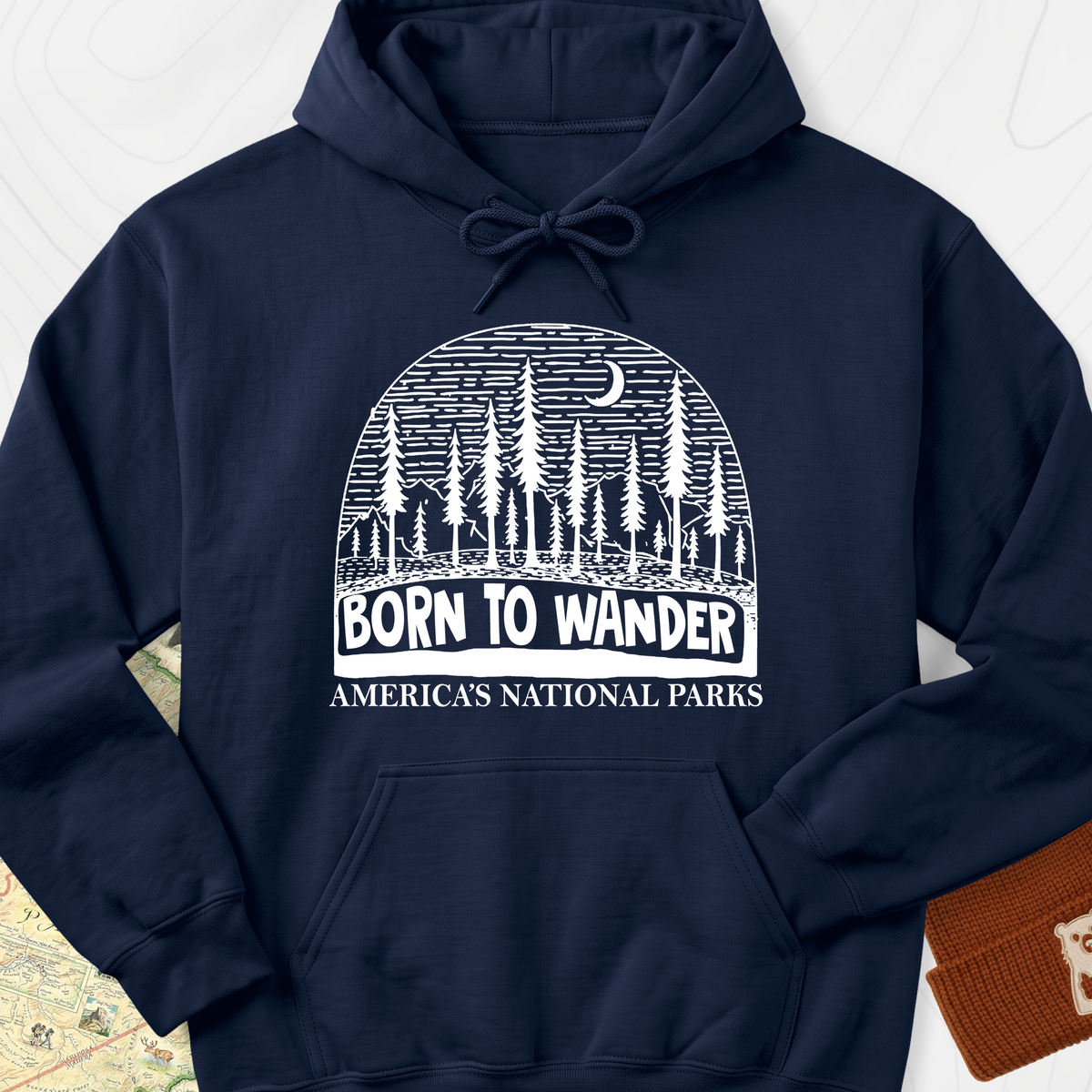 Born to Wander America Hoodie - Navy