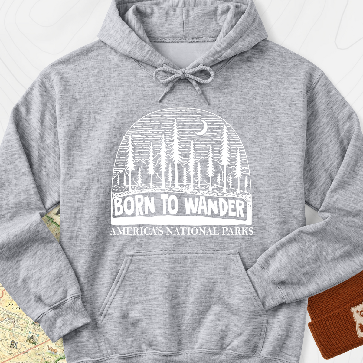 Born to Wander America Hoodie - Sport Grey