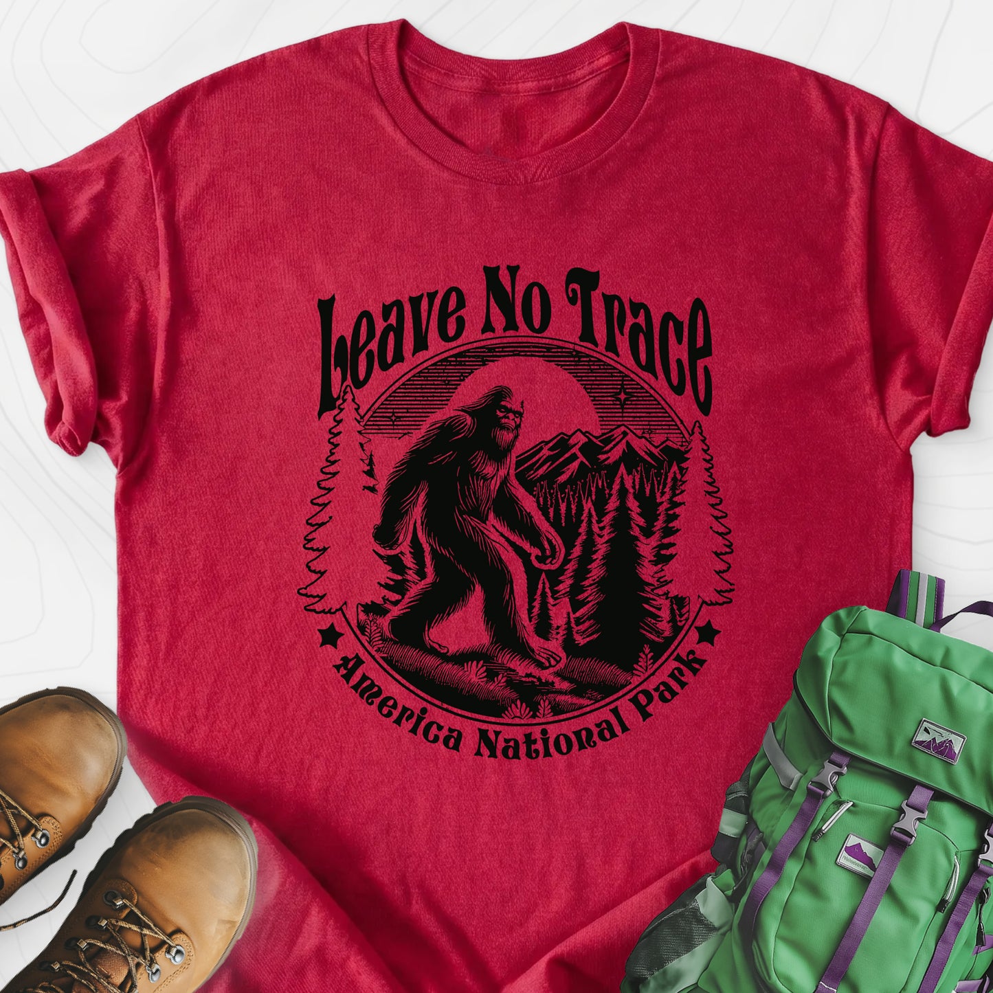 Leave No Trace Heather Red front print lightweight T-shirt