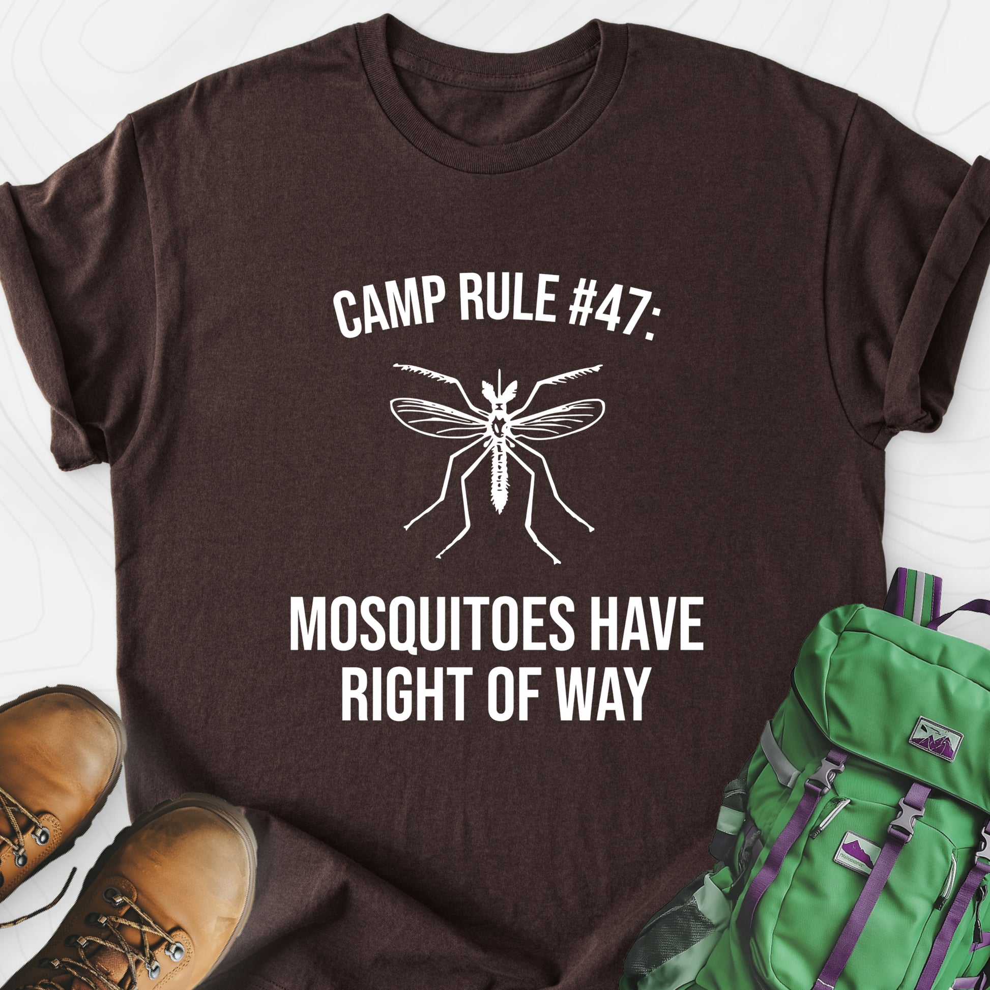 Mosquitoes Have Right Of Way Dark Chocolate front print lightweight T-shirt