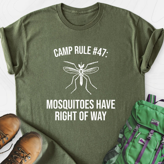 Mosquitoes Have Right Of Way Military Green front print lightweight T-shirt